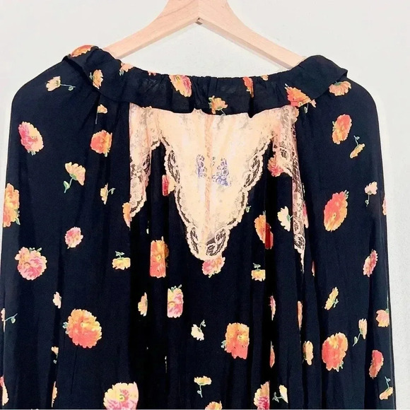 NWT Free People Intametly Poppy Printed Bodysuit Black Combo - Picture 8 of 12
